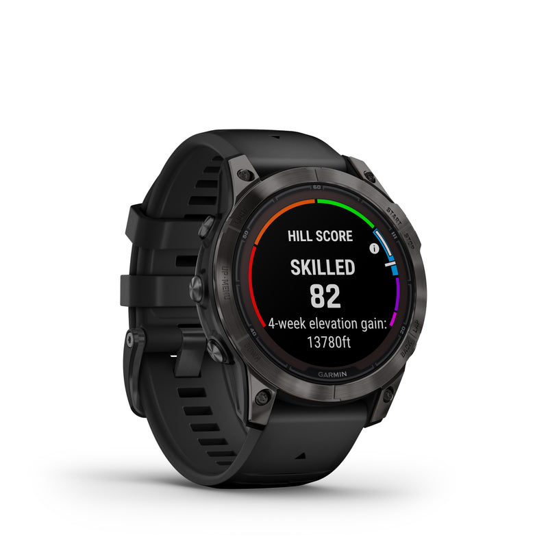 Garmin fēnix® 7 Pro Sapphire Solar GPS Smartwatch and Fitness Tracker with Solar Charging - Carbon Grey DLC Titanium Bezel with Black Band