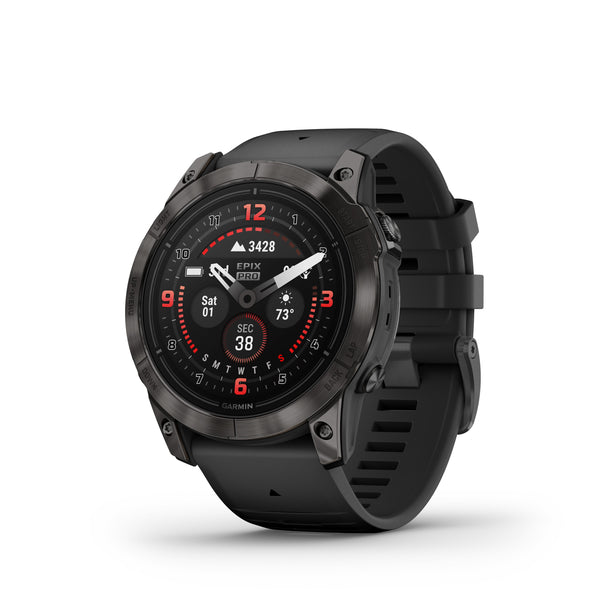 Garmin epix™ Pro Gen 2 Sapphire Edition GPS Smartwatch and Fitness Tracker - 51-mm - Carbon Grey DLC Titanium Bezel with Black Band
