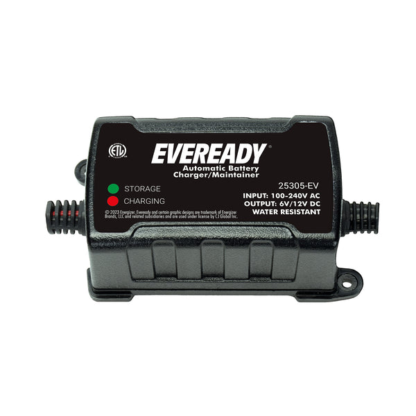 Eveready 0.75-amp Automatic 6-volt/12-volt Battery Charger/Maintainer - Black