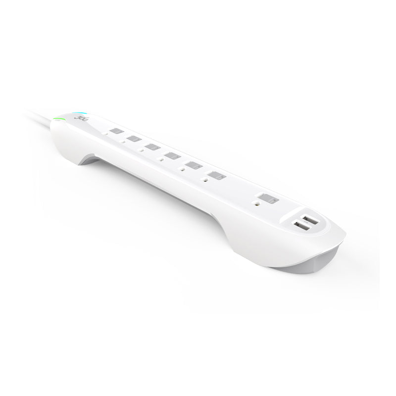 360 Electrical Idealist 3.4 7-Outlet Surge Strip with 2 x 3.4A USB ports and 1.8-meter (6-ft) Cord - White