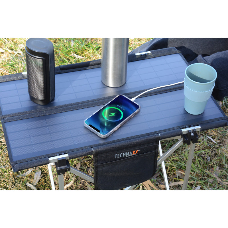 Technaxx TX-251 20-watt Foldable Solar Camping Table - Black