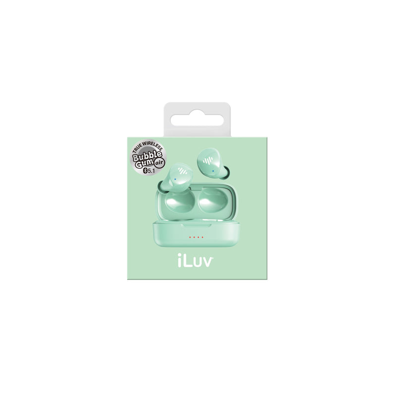 iLuv Bubble Gum Air True Wireless Bluetooth 5.0 In-Ear Earbuds with Charging Case - Mint