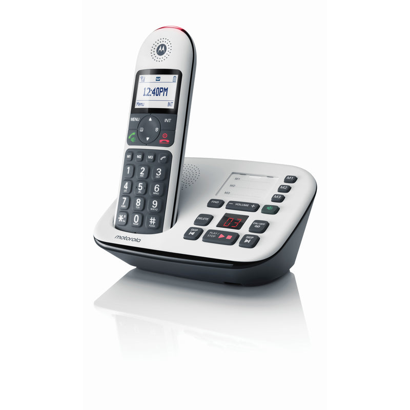 Motorola CD5 Series DECT 6.0 Digital Cordless Telephone with Answering Machine - Single - White