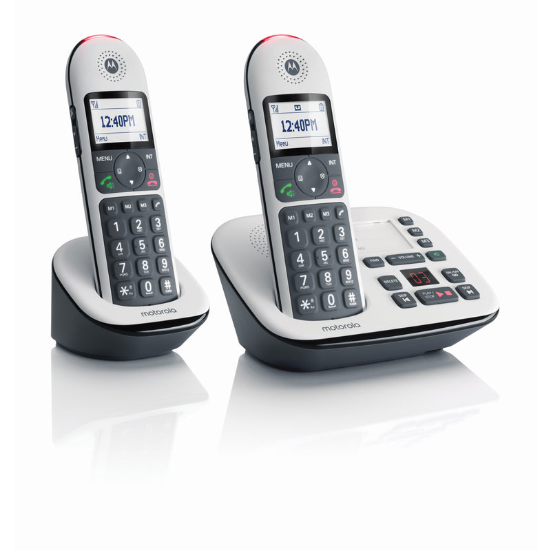 Motorola CD5 Series DECT 6.0 Digital Cordless Telephone with Answering Machine - Twin Pack - White