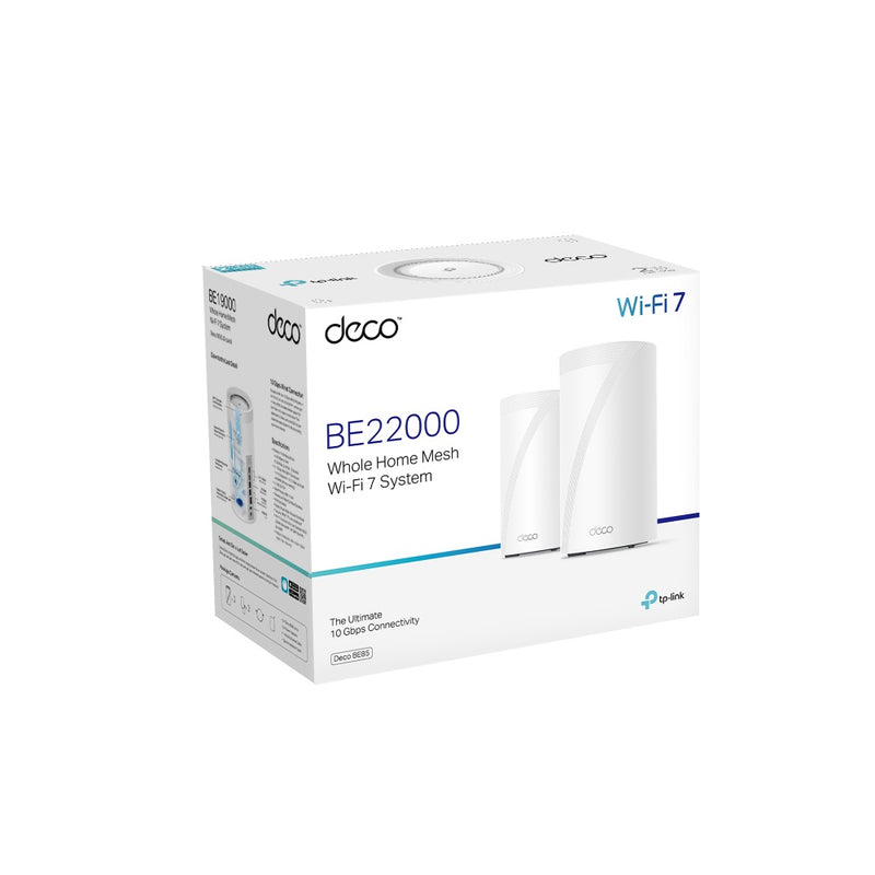 TP-Link Deco BE85 BE22000 Tri-Band Whole Home Mesh Wi-Fi 7 System - 2-pack - White