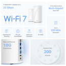 TP-Link Deco BE85 BE22000 Tri-Band Whole Home Mesh Wi-Fi 7 System - 2-pack - White