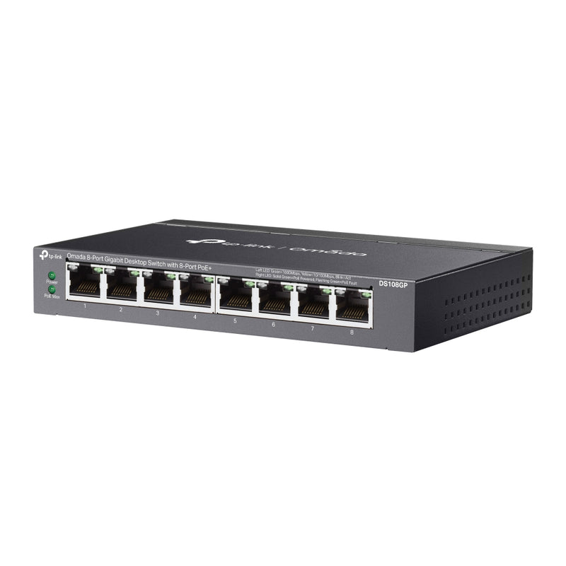 TP-Link Omada 8-Port Gigabit Unmanaged Desktop Switch with 8-Port PoE+ - Grey