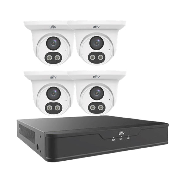 Uniview 4-Channel 1TB Hard Drive NVR Security System with 4 x 4MP PoE Dome Cameras - White