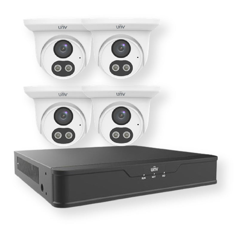 Uniview 4-Channel NVR Security System with 4 x 4MP PoE Dome Cameras - White