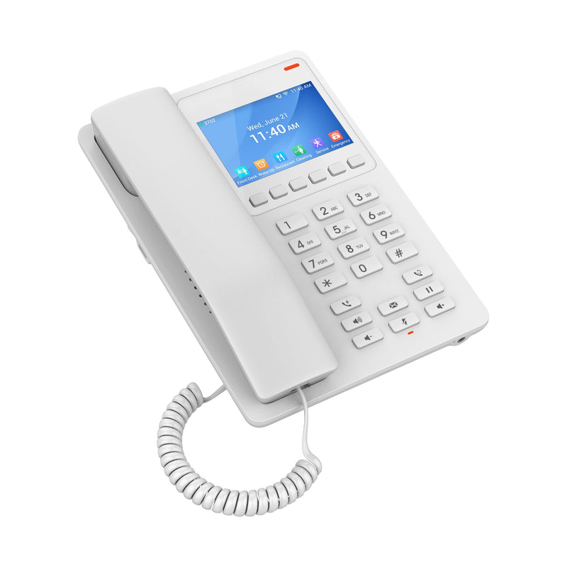 Grandstream GHP630W Compact Hotel Phone with colour LCD, PoE Fast Ethernet Port and Integrated Dual-Band 2.4-GHz & 5-GHz Wi-Fi 6 - White