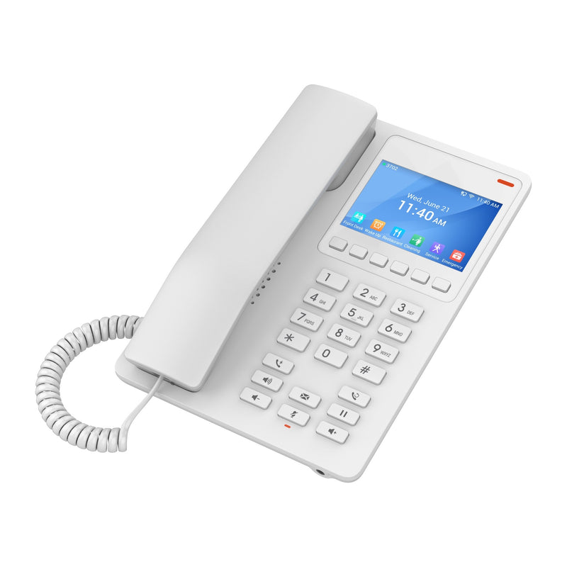 Grandstream GHP630W Compact Hotel Phone with colour LCD, PoE Fast Ethernet Port and Integrated Dual-Band 2.4-GHz & 5-GHz Wi-Fi 6 - White