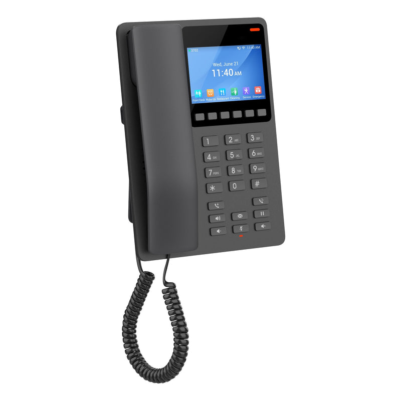 Grandstream GHP631W Compact Hotel Phone with Colour LCD, PoE Fast Ethernet Port and Integrated Dual-Band 2.4-GHz & 5-GHz Wi-Fi 6 - Black