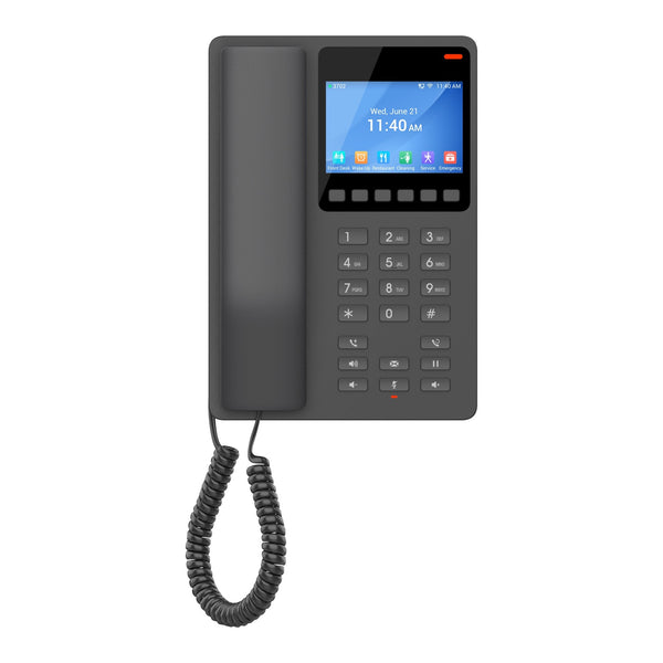 Grandstream GHP631W Compact Hotel Phone with Colour LCD, PoE Fast Ethernet Port and Integrated Dual-Band 2.4-GHz & 5-GHz Wi-Fi 6 - Black