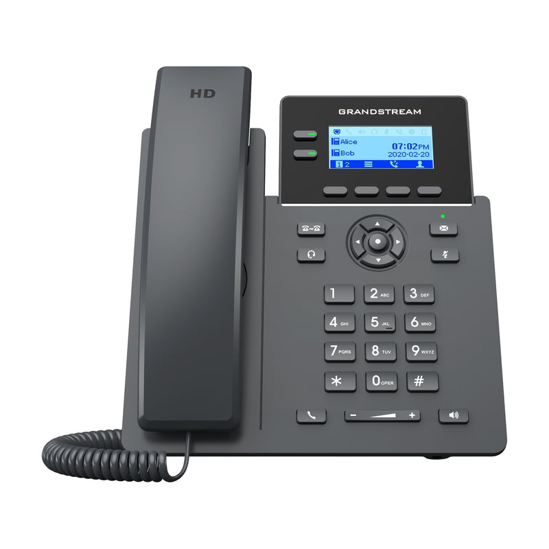 Grandstream GRP2602G 2-Line Essential IP Phone with Dual PoE Gigabit Ethernet Ports - Black