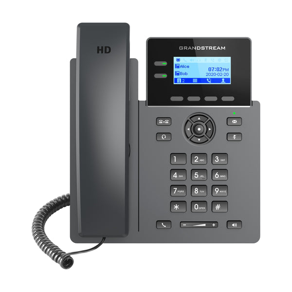 Grandstream GRP2602G 2-Line Essential IP Phone with Dual PoE Gigabit Ethernet Ports - Black