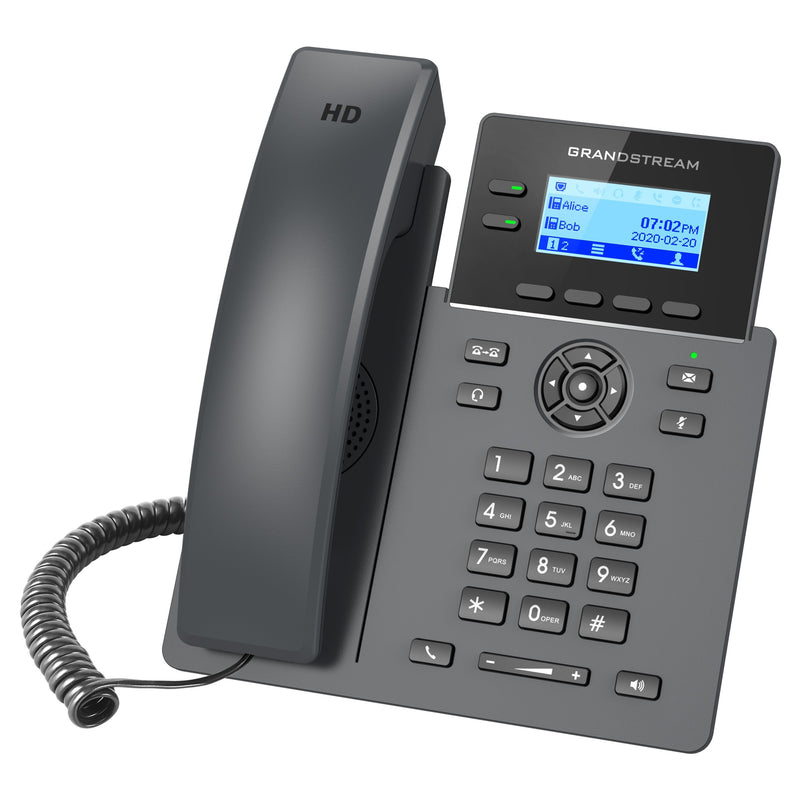 Grandstream GRP2602P 2-Line Essential IP Phone with PoE Dual Ethernet Ports - Black