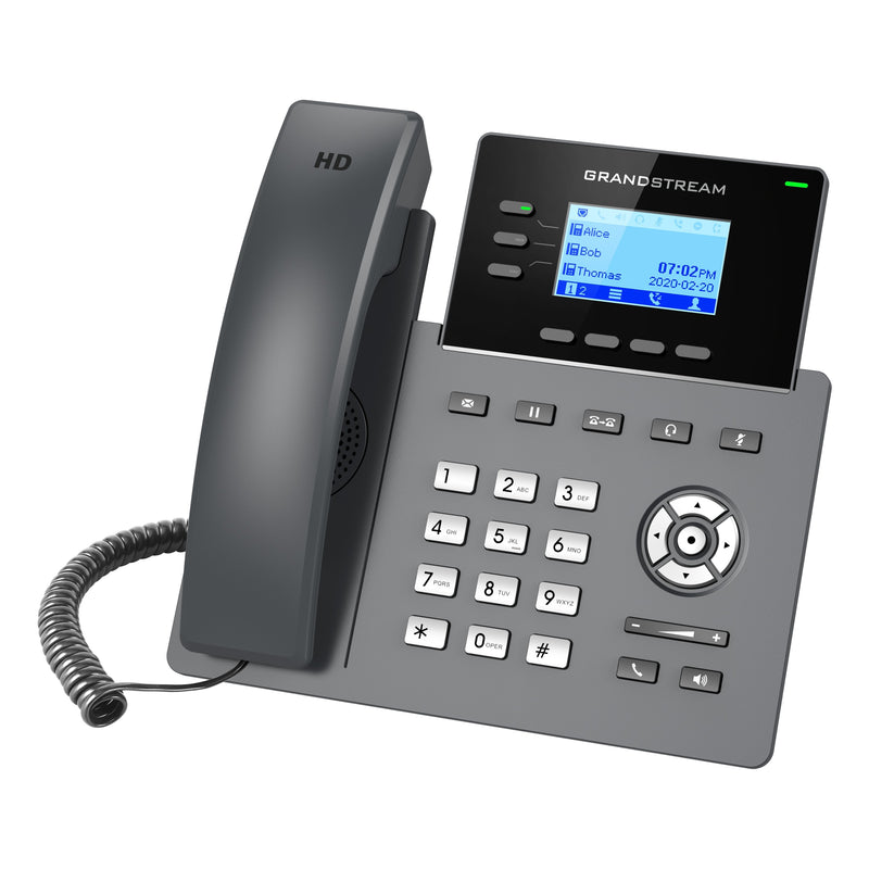 Grandstream GRP2603P 3-Line Essential IP Phone with Dual PoE Gigabit Ethernet Ports - Black