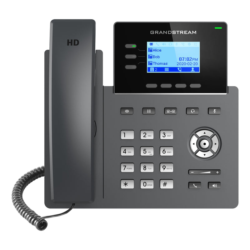 Grandstream GRP2603P 3-Line Essential IP Phone with Dual PoE Gigabit Ethernet Ports - Black