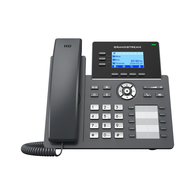 Grandstream GRP2604P 3-Line Essential IP Phone with 10 BLF Keys and Dual PoE Gigabit Ethernet Ports - Black