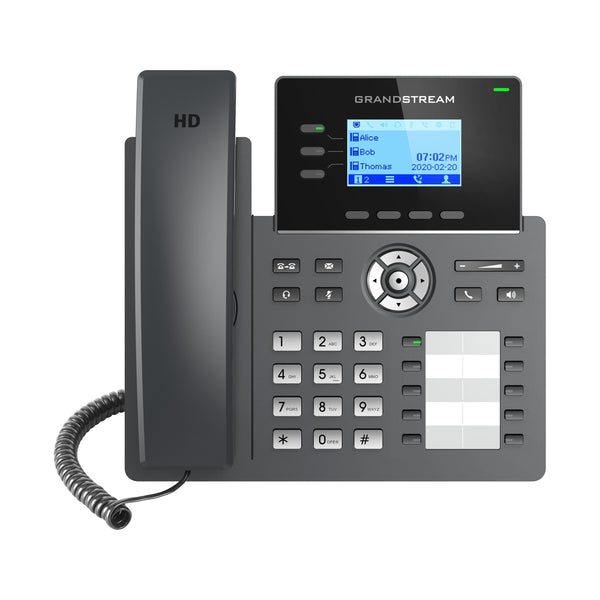 Grandstream GRP2604P 3-Line Essential IP Phone with 10 BLF Keys and Dual PoE Gigabit Ethernet Ports - Black