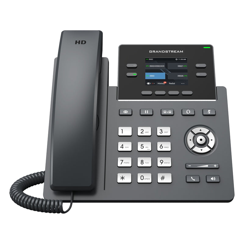 Grandstream GRP2612G 4-line Carrier-Grade IP Phone with Dual PoE Gigabit Ethernet Ports - Black