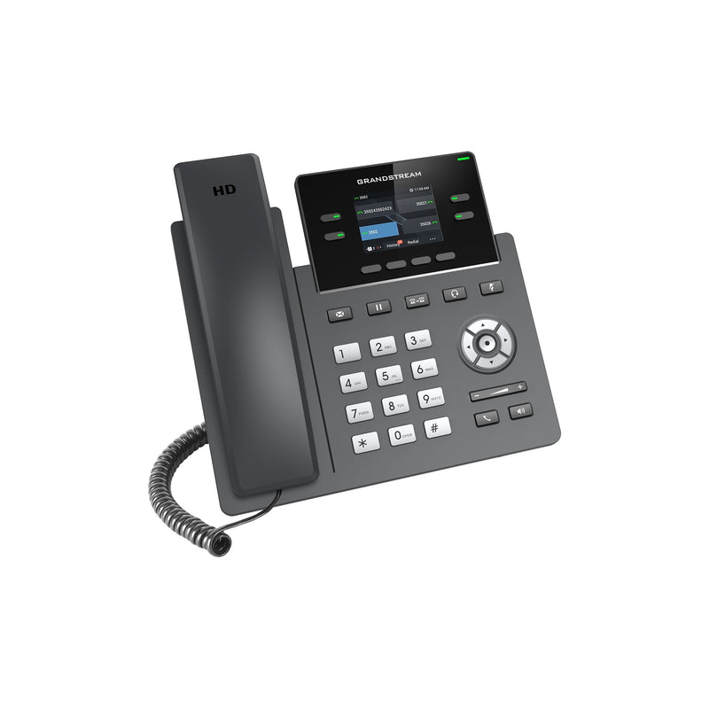 Grandstream GRP2612G 4-line Carrier-Grade IP Phone with Dual PoE Gigabit Ethernet Ports - Black