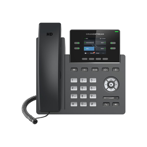 Grandstream GRP2612G 4-line Carrier-Grade IP Phone with Dual PoE Gigabit Ethernet Ports - Black