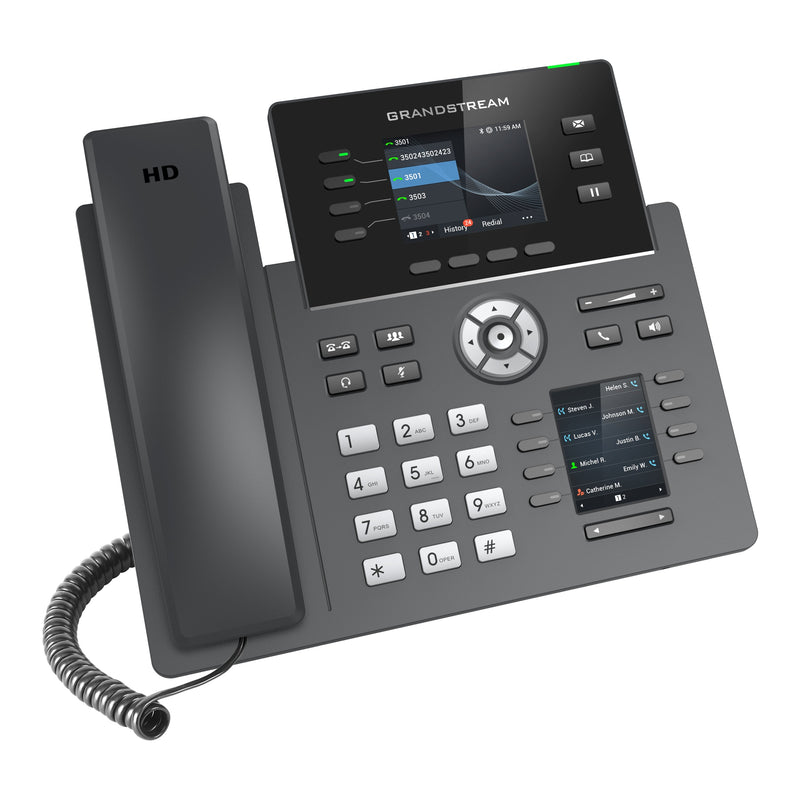 Grandstream GRP2614 4-line Carrier-Grade IP Phone with Dual Poe Gigabit Ethernet Ports and Integrated Dual-band 2.4-GHz & 5-GHz Wi-Fi - Black