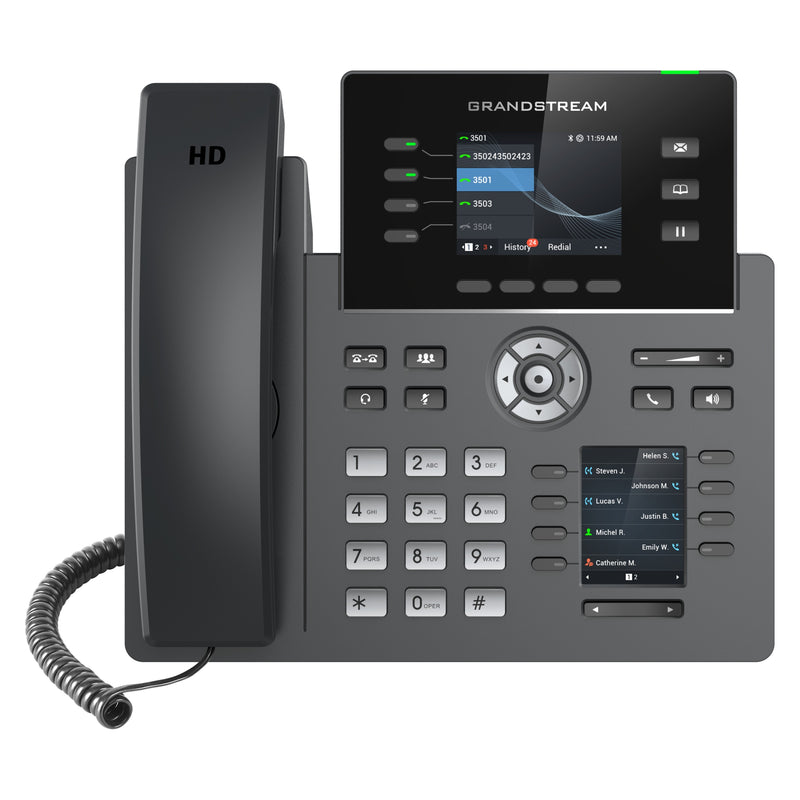 Grandstream GRP2614 4-line Carrier-Grade IP Phone with Dual Poe Gigabit Ethernet Ports and Integrated Dual-band 2.4-GHz & 5-GHz Wi-Fi - Black