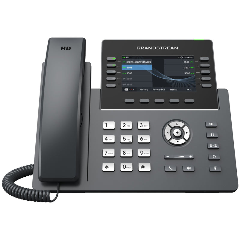 Grandstream GRP2615 10-line Carrier-Grade IP Phone with Dual PoE Gigabit Ethernet Ports and Dual-band 2.4-GHz & 5-GHz Wi-Fi - Black