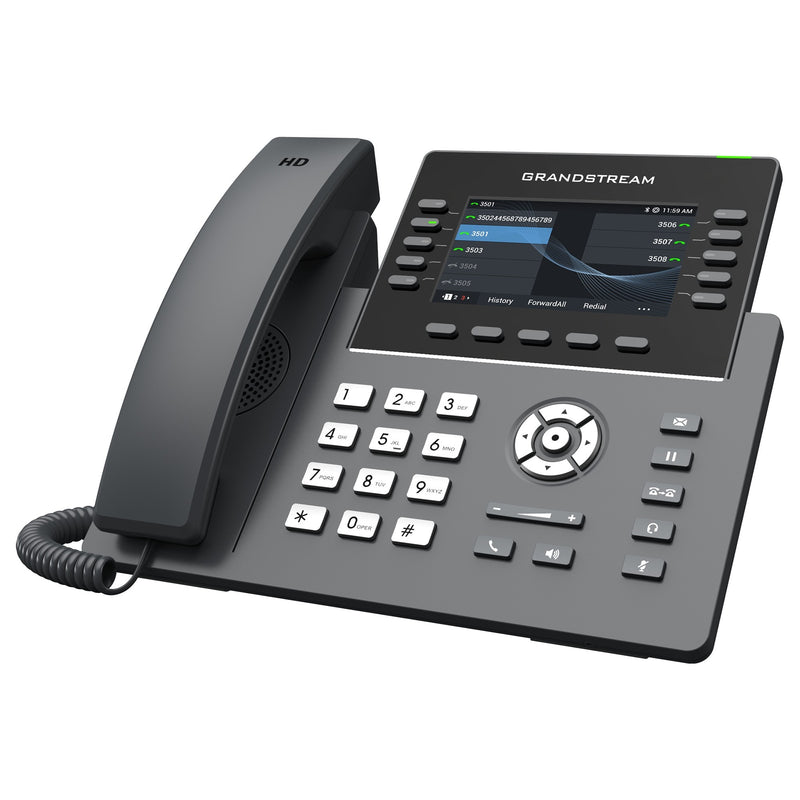 Grandstream GRP2615 10-line Carrier-Grade IP Phone with Dual PoE Gigabit Ethernet Ports and Dual-band 2.4-GHz & 5-GHz Wi-Fi - Black