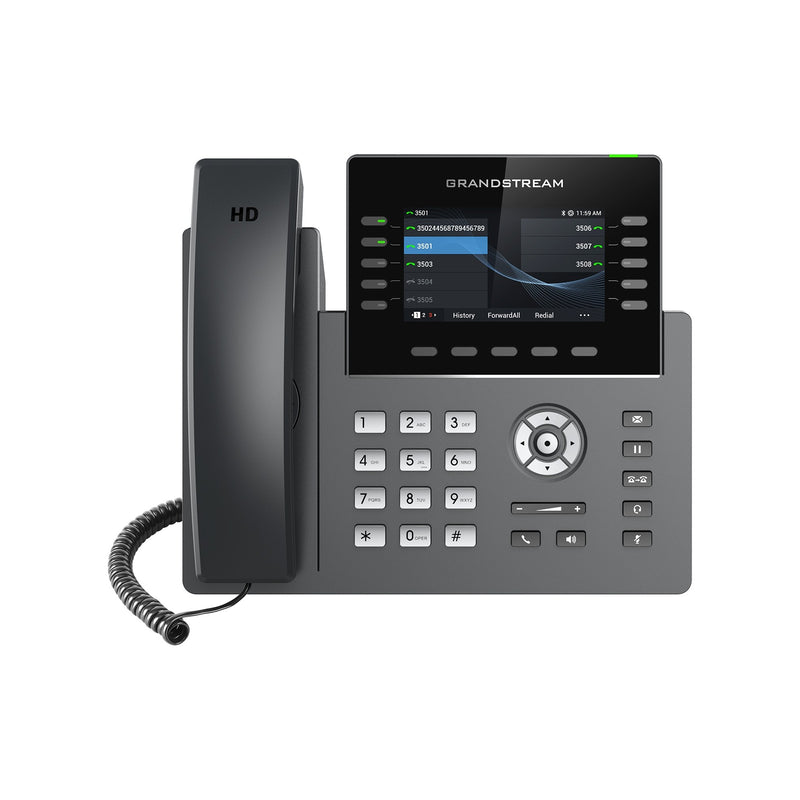 Grandstream GRP2615 10-line Carrier-Grade IP Phone with Dual PoE Gigabit Ethernet Ports and Dual-band 2.4-GHz & 5-GHz Wi-Fi - Black