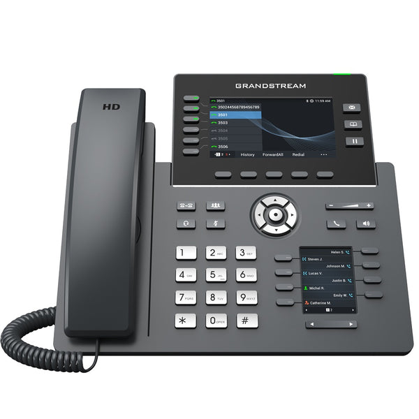 Grandstream GRP2616 6-line Carrier-Grade IP Phone with Dual PoE Gigabit Ethernet Ports and Dual-band 2.4-GHz & 5-GHz Wi-Fi - Black