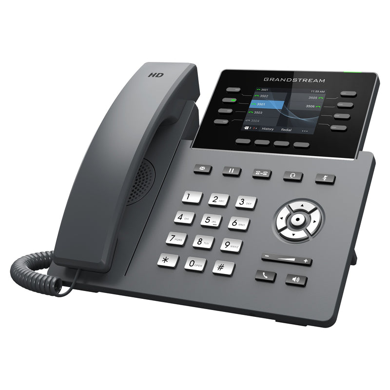 Grandstream GRP2624 8-Line Professional Carrier-Grade IP Phone with Dual PoE Gigabit Ethernet Ports and Dual-band 2.4-GHz & 5-GHz Wi-Fi - Black