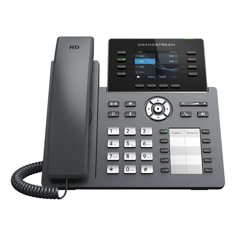 Grandstream GRP2634 8-Line Professional Carrier-Grade IP Phone with Dual PoE Gigabit Ethernet Ports, Dual-band 2.4-GHz & 5-GHz Wi-Fi and 10 MPK Extension Keys - Black