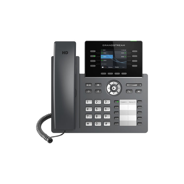 Grandstream GRP2634 8-Line Professional Carrier-Grade IP Phone with Dual PoE Gigabit Ethernet Ports, Dual-band 2.4-GHz & 5-GHz Wi-Fi and 10 MPK Extension Keys - Black