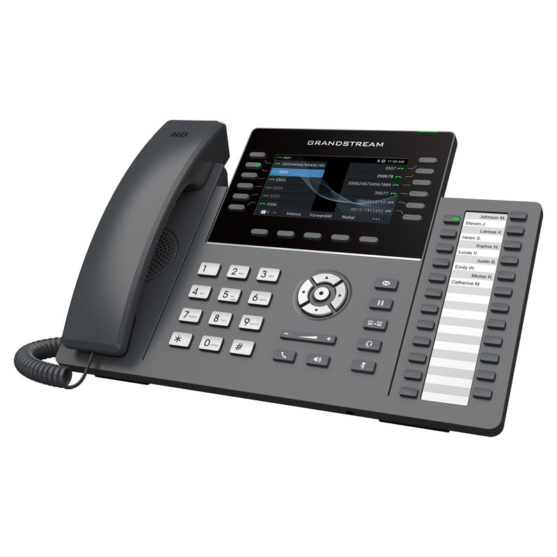 Grandstream GRP2636 12-Line Professional IP Phone with Dual PoE Gigabit Ethernet Ports, Dual-band 2.4-GHz & 5-GHz Wi-Fi and 24 MPK Extension Keys - Black