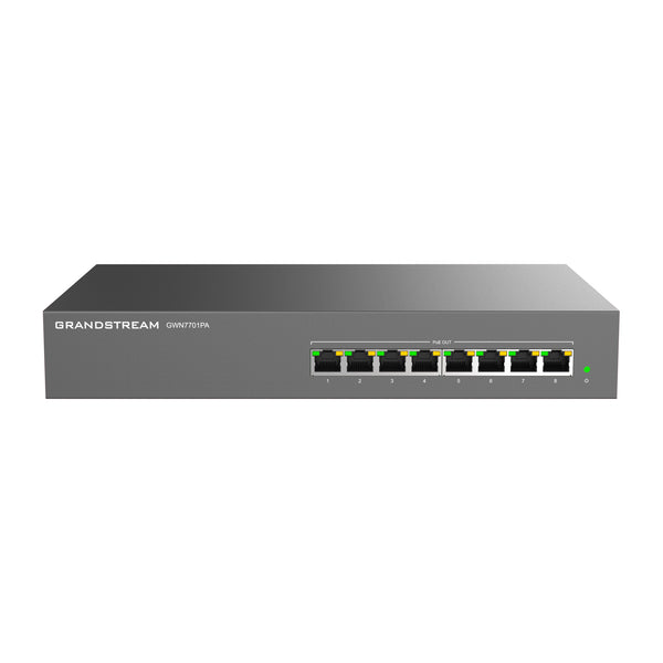 Grandstream Rackmountable Layer 2 Unmanaged 8-port Gigabit Ethernet Switch with 8 x PoE Output - Grey (CALL FOR QUOTE)