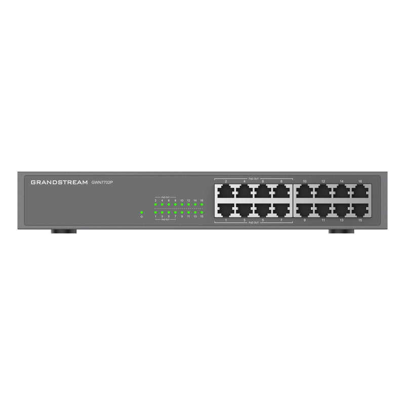 Grandstream Rackmountable Layer 2 Unmanaged 16-port Gigabit Ethernet Switch with 8 x PoE Output - Grey (CALL FOR QUOTE)