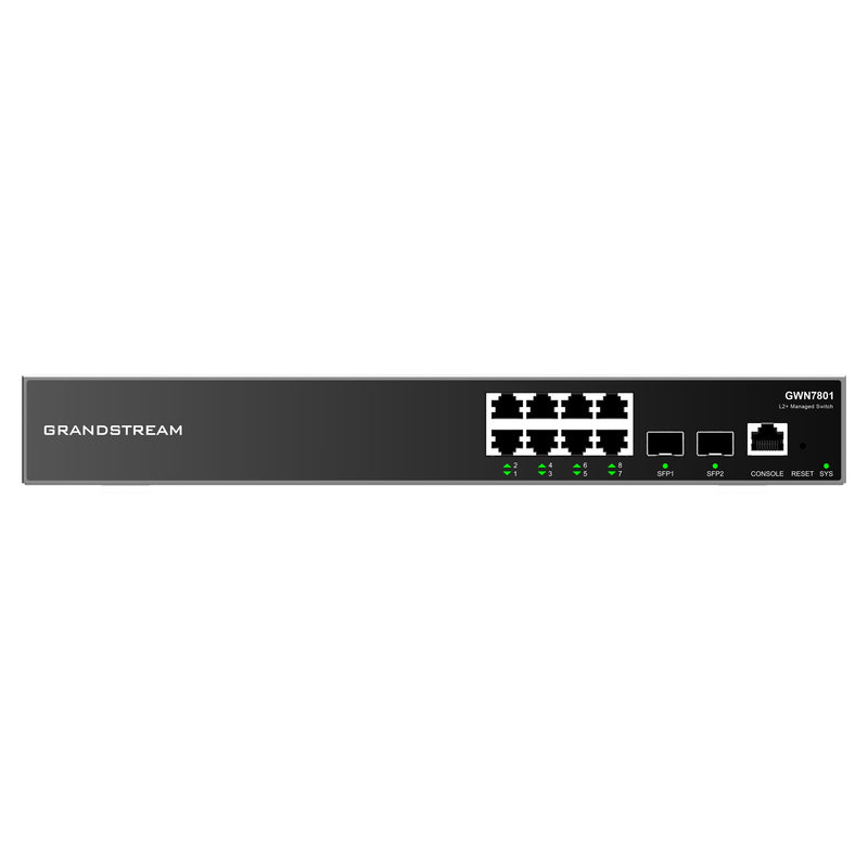 Grandstream Rackmountable Enterprise Layer 2+ 10-port Managed Network Switch with 8 x Gigabit Ethernet Ports and 2 x SFP Ports - Grey (CALL FOR QUOTE)