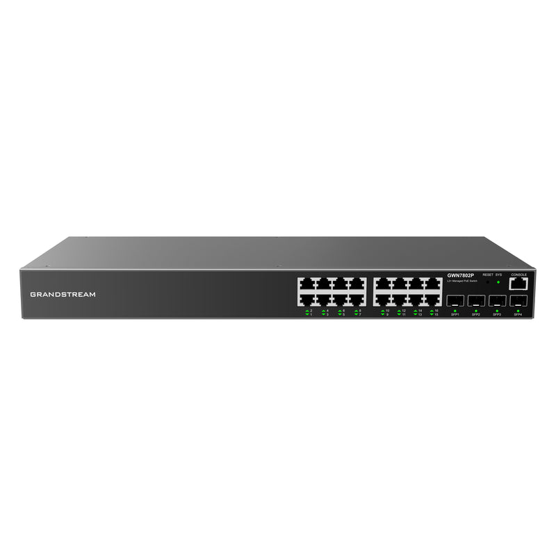 Grandstream Rackmountable Enterprise Layer 2+ 20-port Managed PoE Network Switch with 16 x PoE Gigabit Ethernet Ports and 4 x SFP Ports - Grey (CALL FOR QUOTE)