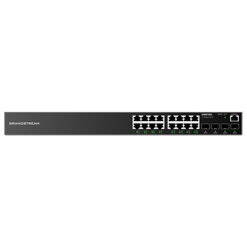 Grandstream Rackmountable Enterprise Layer 2+ 20-port Managed Network Switch with 16 x Gigabit Ethernet Ports and 4 x SFP Ports - Grey