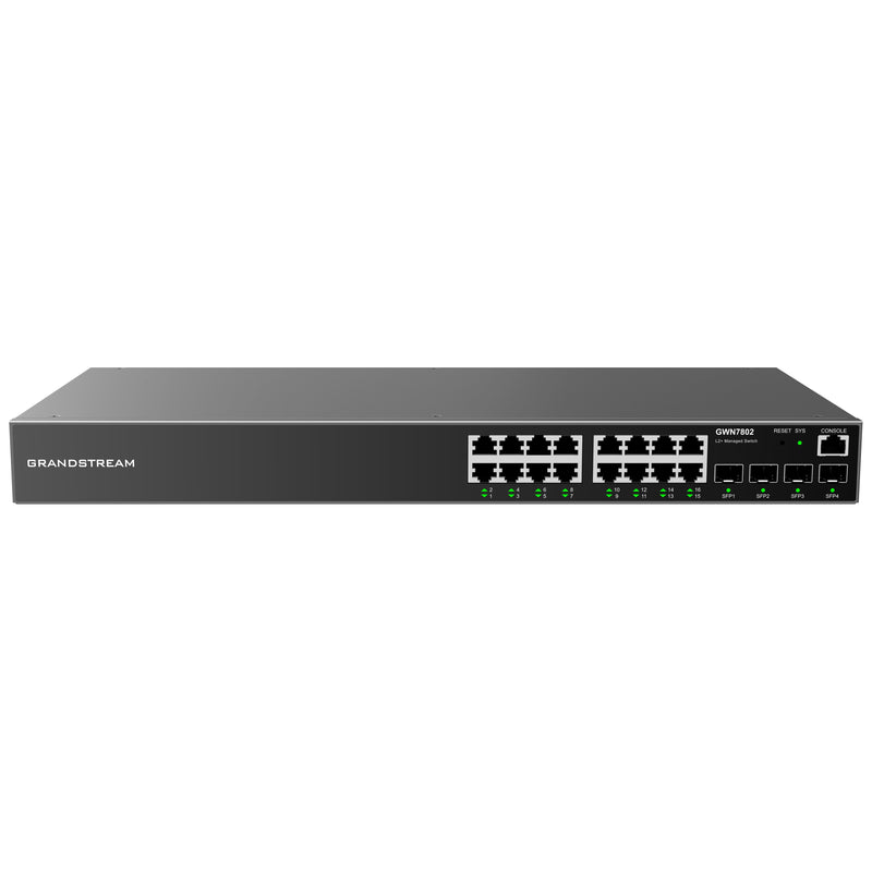 Grandstream Rackmountable Enterprise Layer 2+ 20-port Managed Network Switch with 16 x Gigabit Ethernet Ports and 4 x SFP Ports - Grey