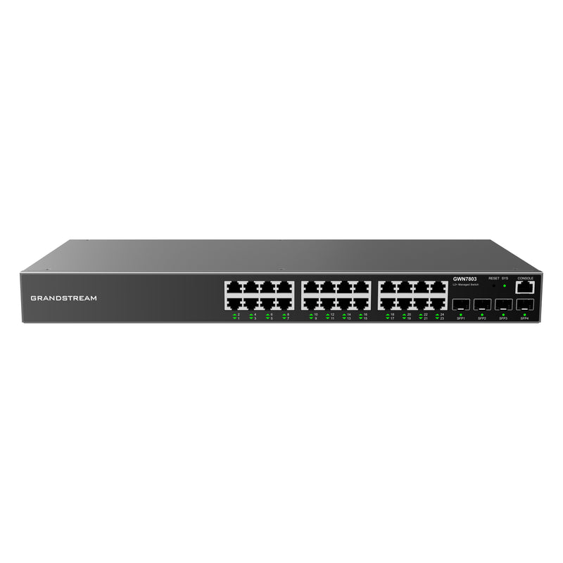 Grandstream Rackmountable Enterprise Layer 2+ 28-port Managed Network Switch with 24 x Gigabit Ethernet Ports and 4 x SFP Ports - Grey (CALL FOR QUOTE)