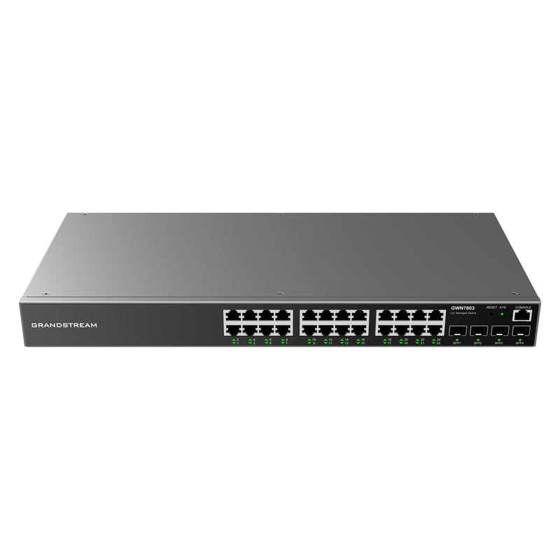 Grandstream Rackmountable Enterprise Layer 2+ 28-port Managed Network Switch with 24 x Gigabit Ethernet Ports and 4 x SFP Ports - Grey (CALL FOR QUOTE)