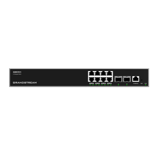 Grandstream Rackmountable Enterprise Layer 3 10-port Managed Network Switch with 8 x Gigabit Ethernet Ports and 2 x SFP+ Ports - Grey (CALL FOR QUOTE)