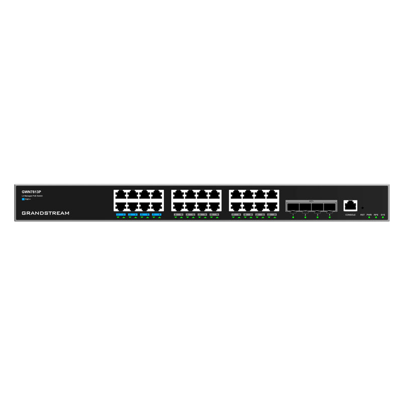 Grandstream Rackmountable Enterprise Layer 3 28-port Managed PoE Network Switch with 24 x PoE Gigabit Ethernet Ports and 4 x SFP+ Ports - Grey (CALL FOR QUOTE)