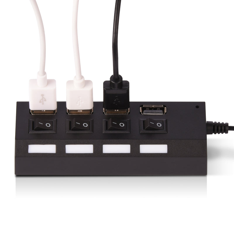Jensen USB C to 4 Port USB A Hub - Black