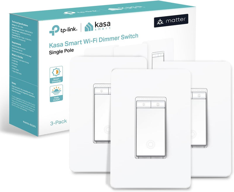 TP-Link Kasa Smart Wi-Fi Dimmer Matter Light Switch 3-pack - White