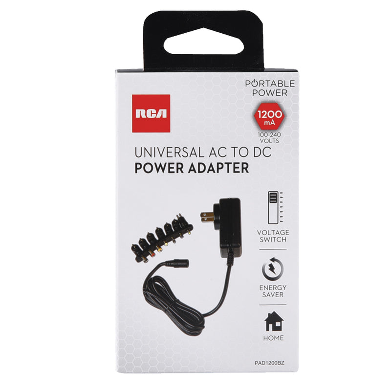 RCA 1200-mA Universal AC to DC Power Adapter - Black